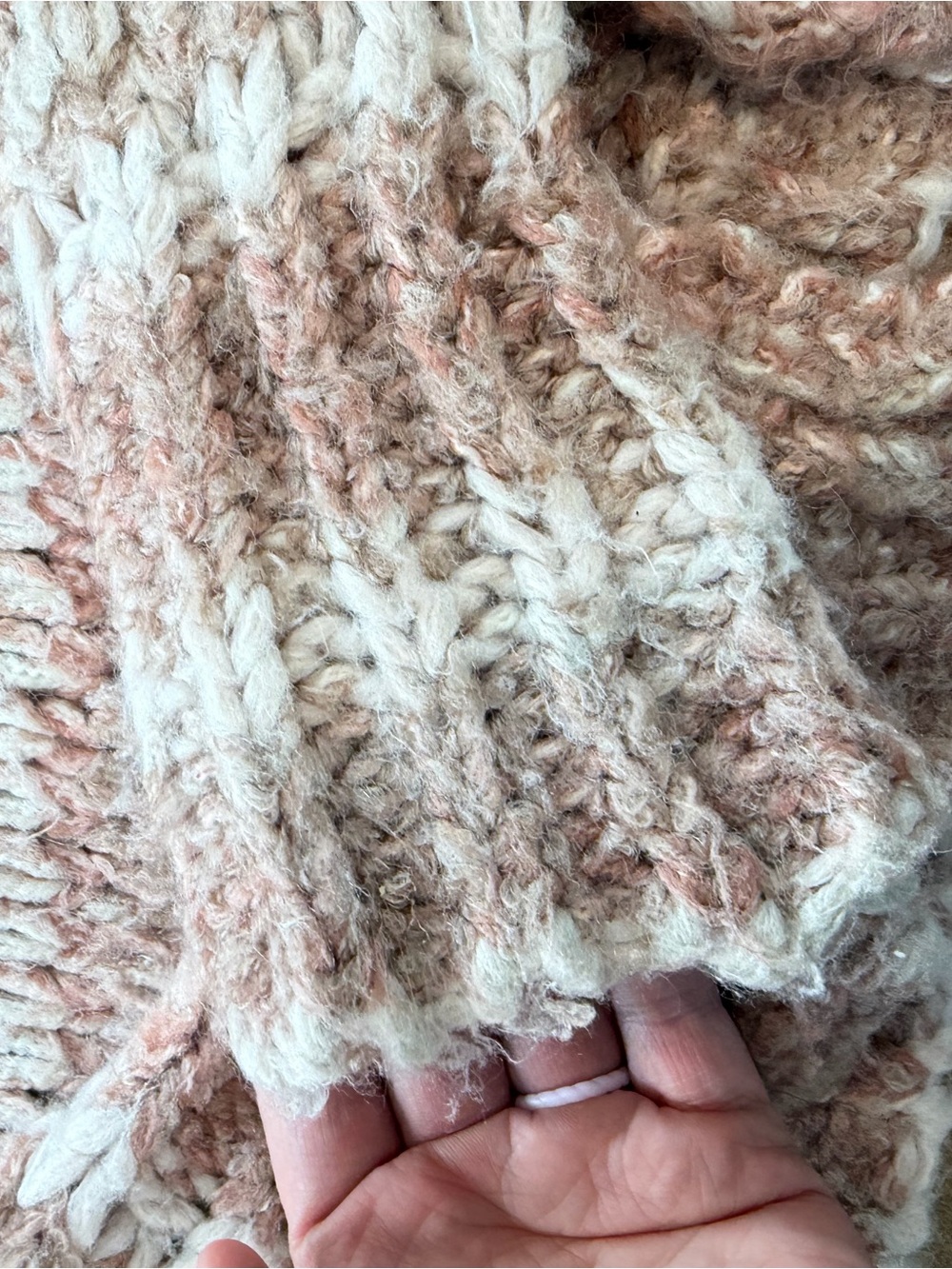 Free People Striped Open-Front Knit Cardigan in Blush Pink, Tan and Cream Size M - Picture 9 of 16